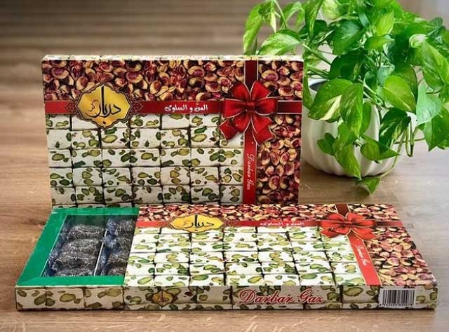 گز دربار 10‎٪ مغز پسته جعبه کشویی (400 گرمی)