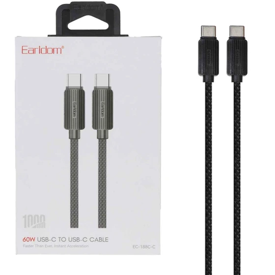 کابل شارژ و دیتا فست کنفی 1 متری Earldom Type-C to Type-C مدل EC-188C-C