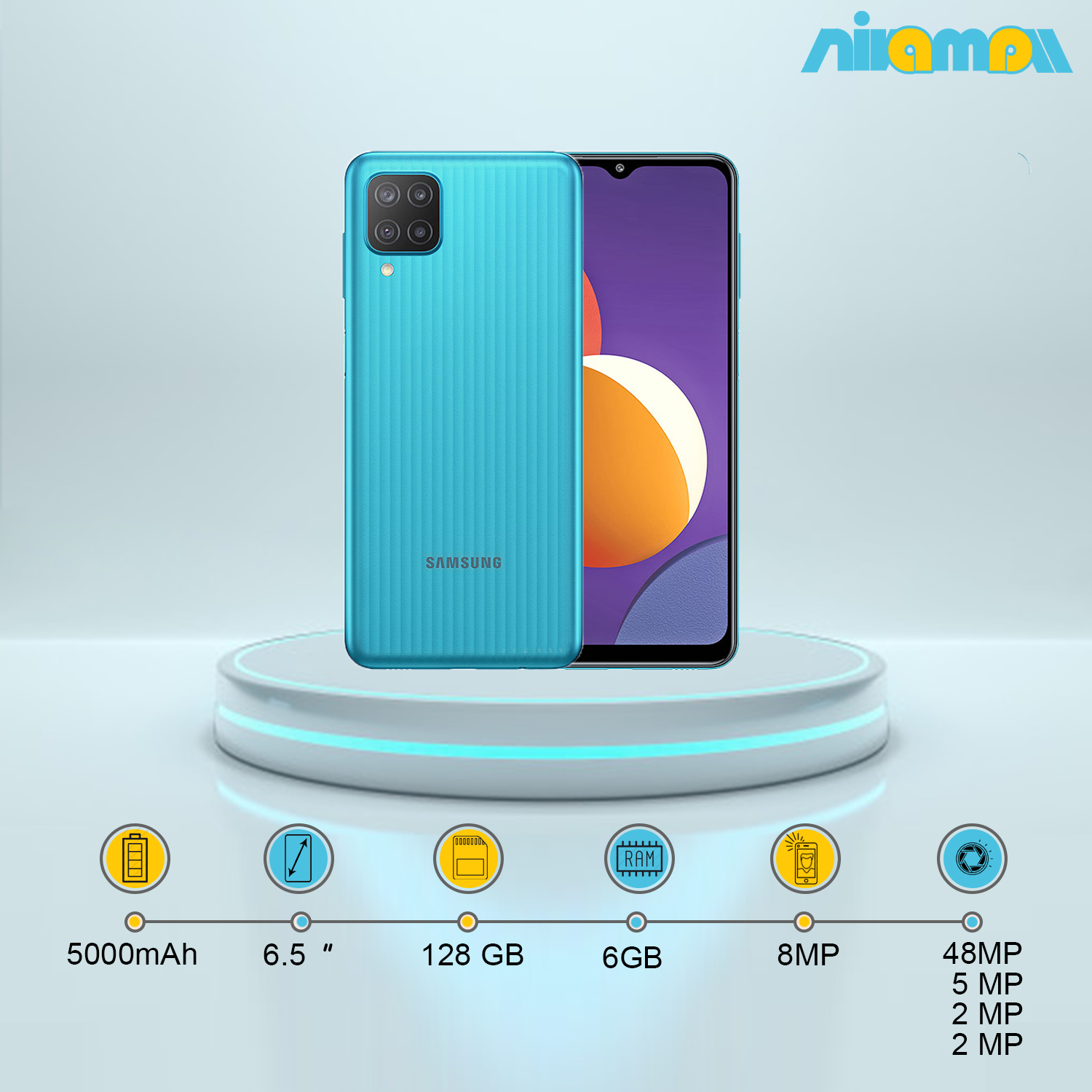 گوشی موبایل سامسونگ GALAXY M12 ظرفیت 128گیگابایت و رم6 گیگابایت