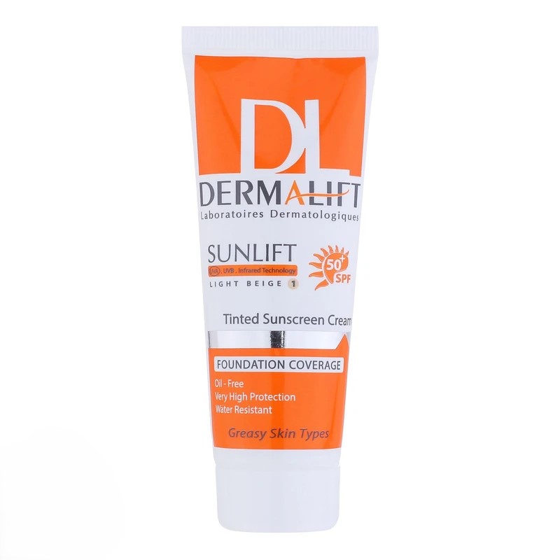 کرم ضد آفتاب رنگی پوست های چرب SPF50 بژ روشن درمالیفت