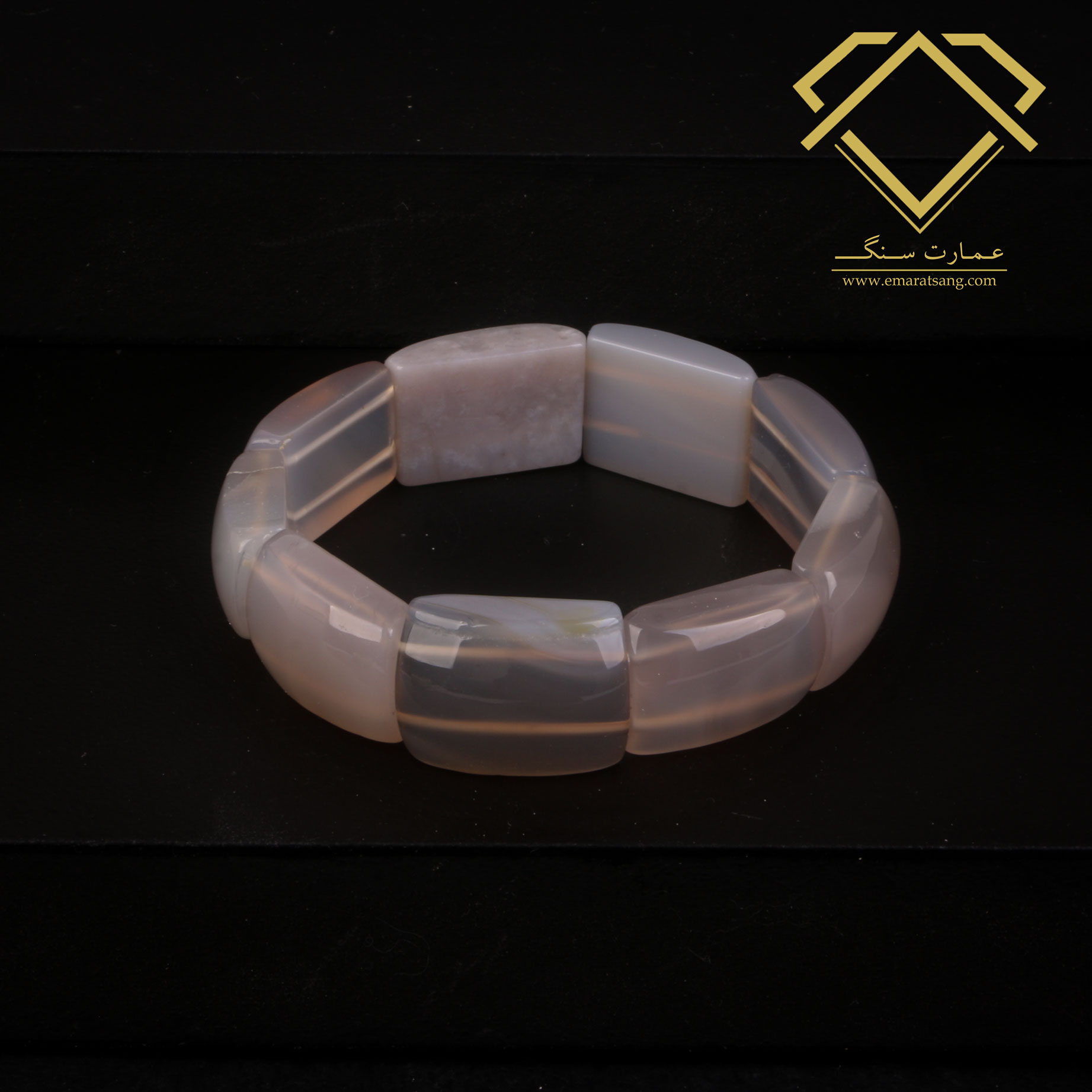 دستبند عقیق خاکستری طرح گری