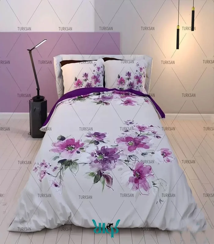 روتختی سفید طرح ارغوان دونفره کد d433