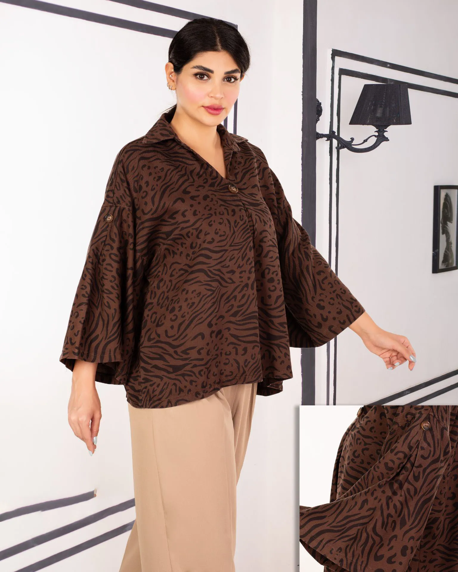 شومیز لایوسل ببری سولماز - کد 7011