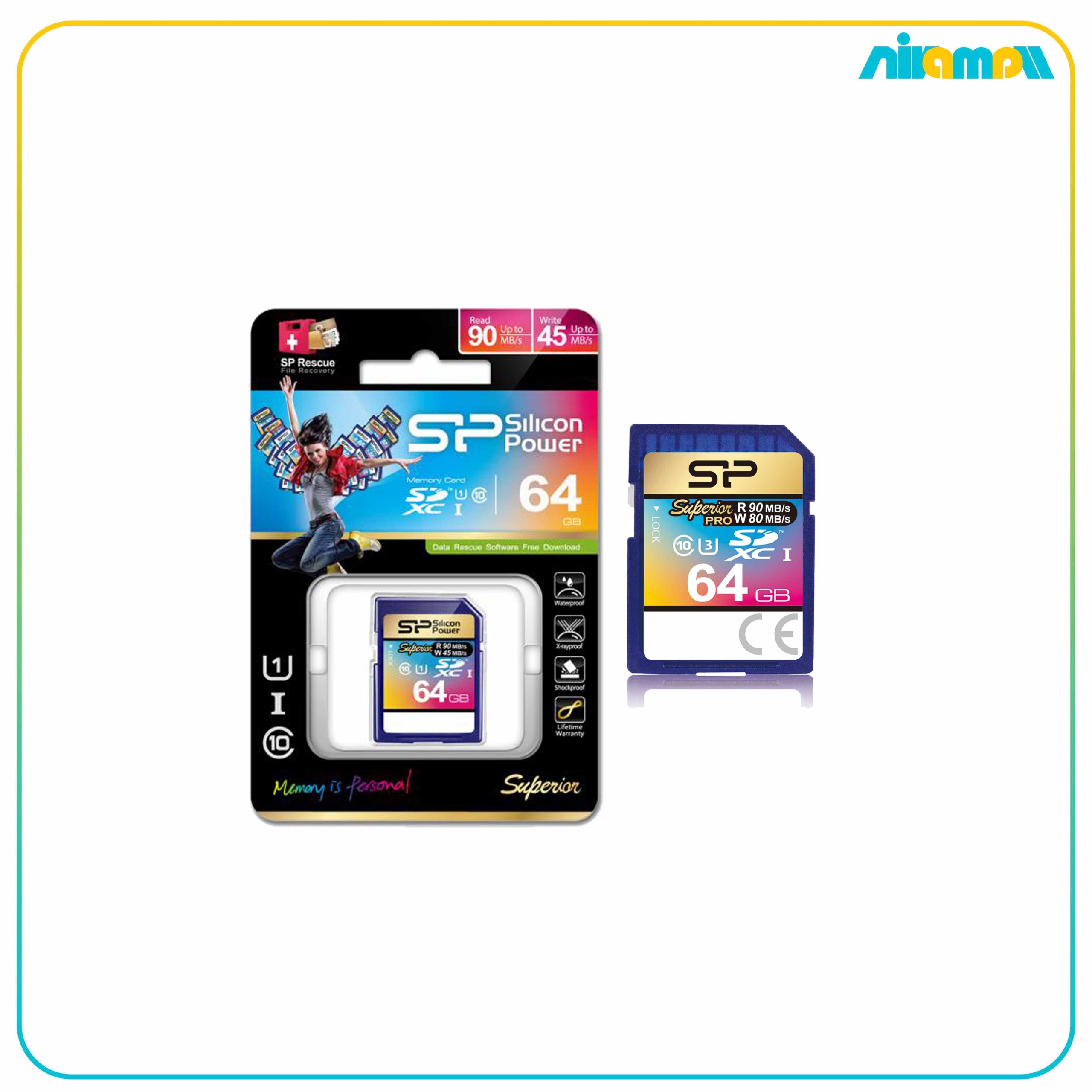 حافظه میکرو اس دی سیلیکون پاور همراه آداپتور مدل SP SDXC SUPERIOR PRO U3 90MB/S