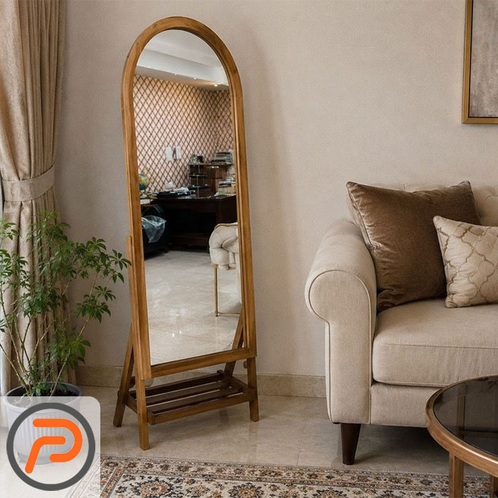آینه قدی چوبی پایه دار مدل باران