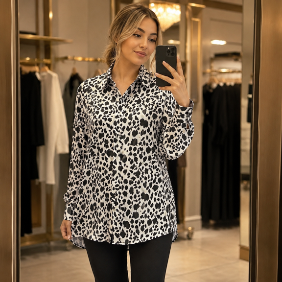 شومیز زنانه طرح پلنگی