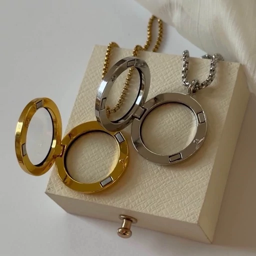 گردنبند لاکت شفاف شیشه ای استیل رنگ ثابت