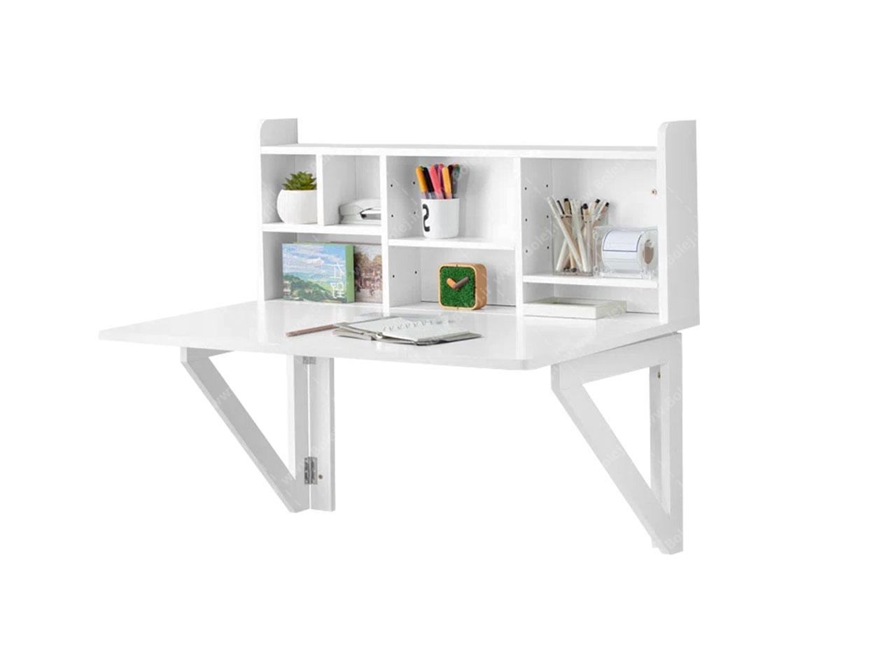 میز تحریر تاشو دیواری کتابخانه دار مدل هومن