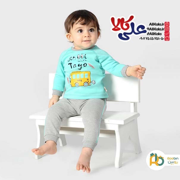 پیراهن آستین بلند و شلوار طرح اتوبوس روبین سبز کد 2