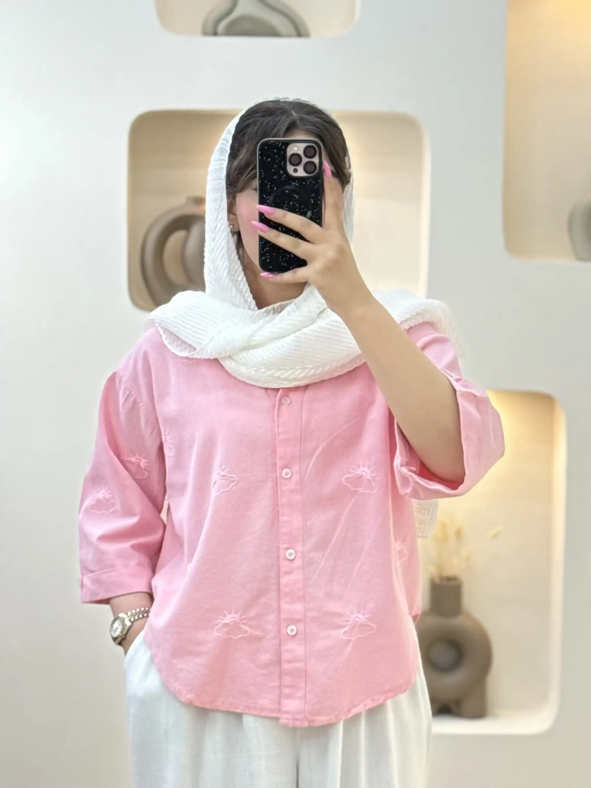 شومیز لینن گلدوزیSFR(ابر)-10246