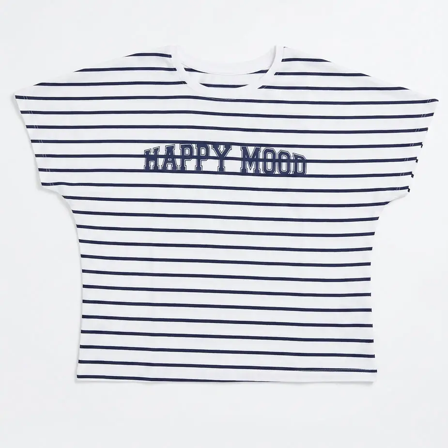 تیشرت دخترانه کراپ Happy Mood کد 4702