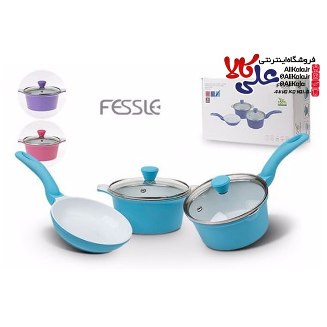 سرویس قابلمه 5 پارچه چدن برند فسلی Fessle