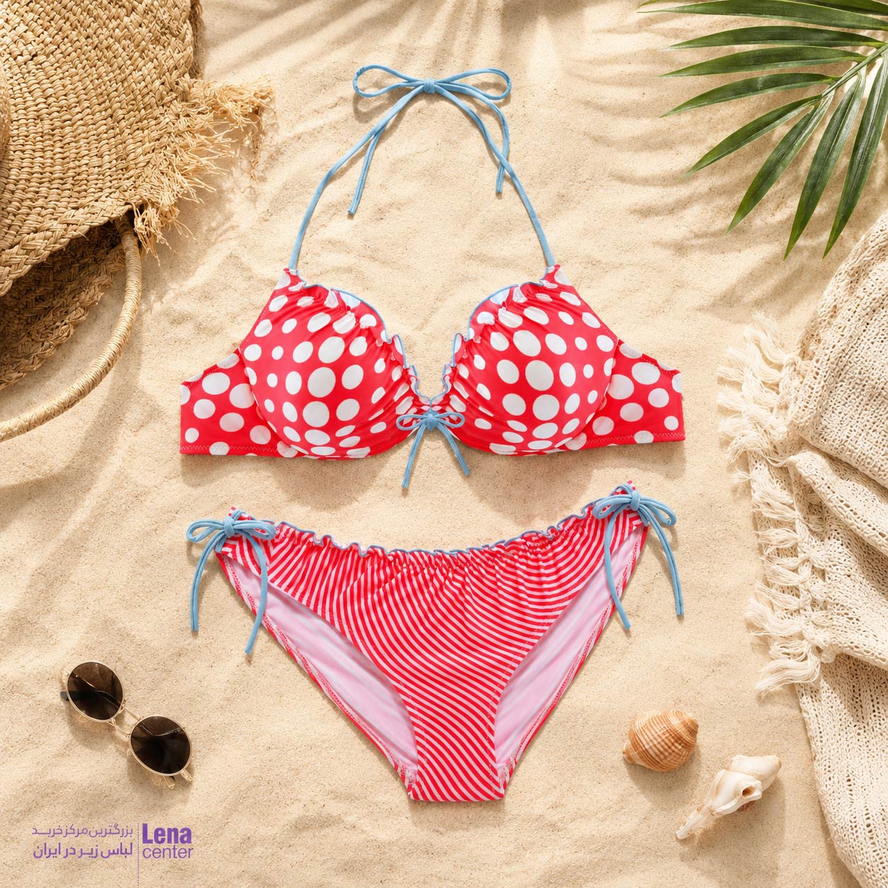 مایو زنانه بیکینی دوتیکه خالدار