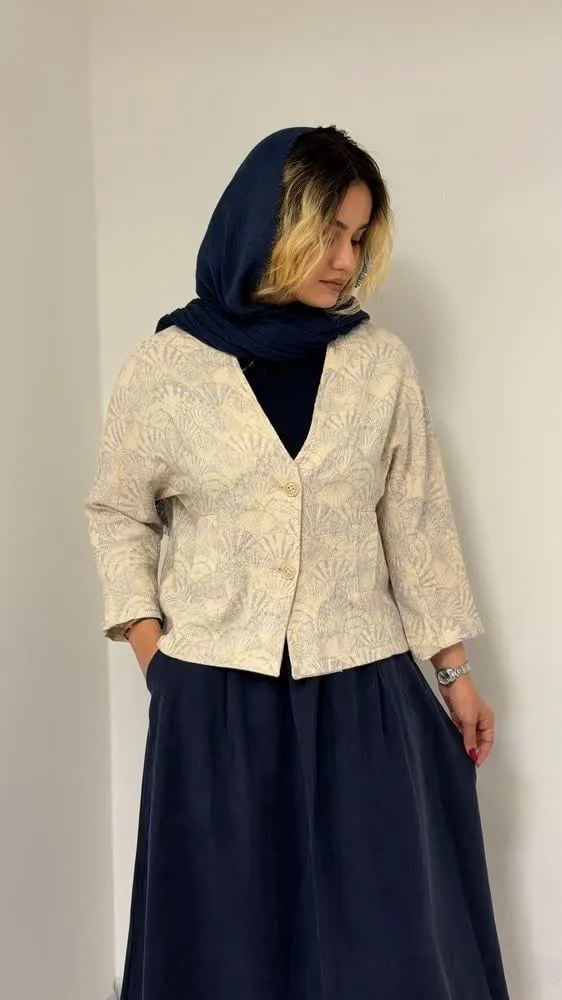 شومیز لینن طرح دار - کد 2507