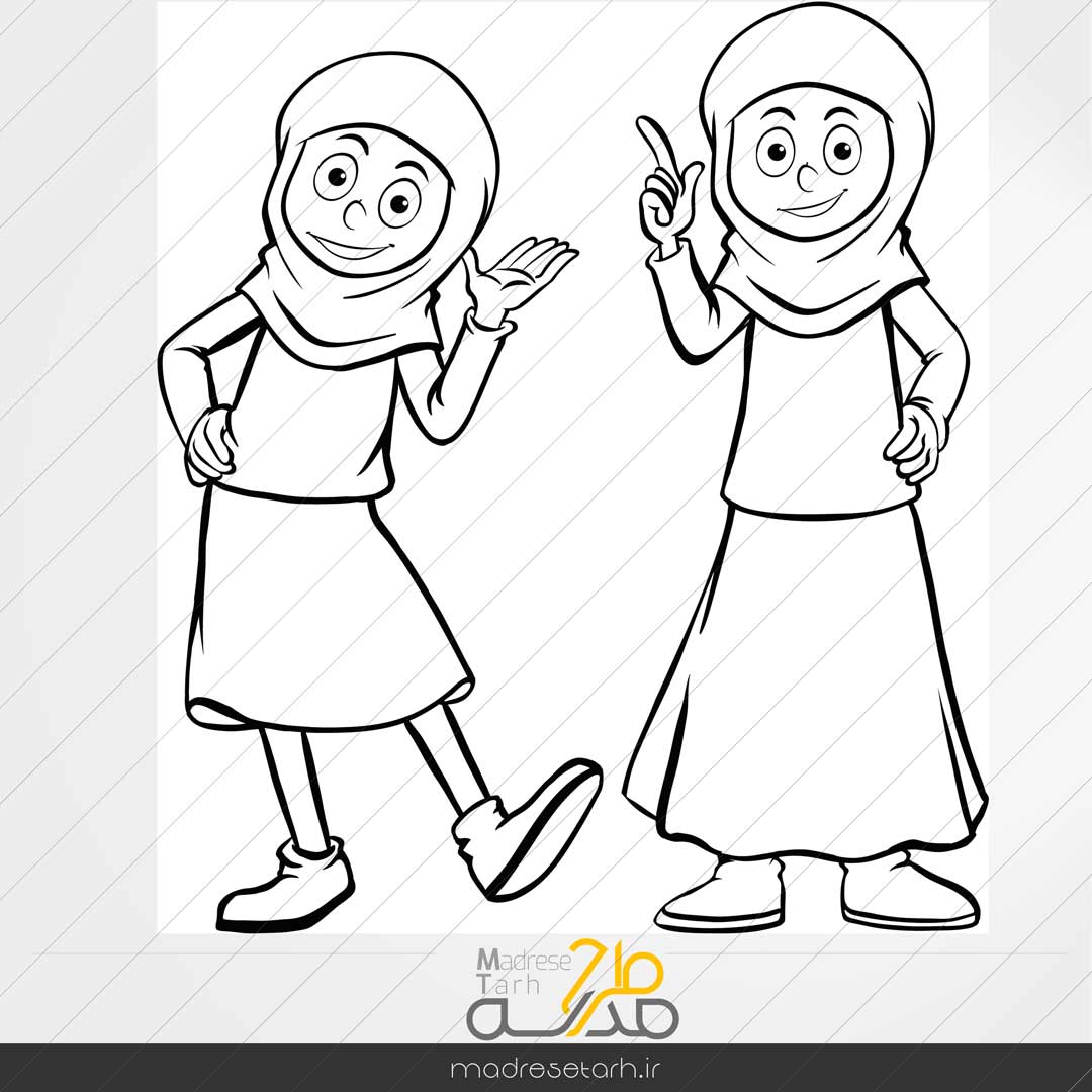 کاراکتر نقاشی دختر با حجاب با فرمت وکتور