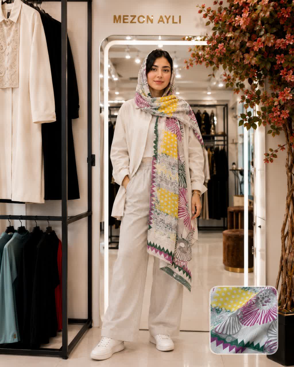 شال نخی طرح دار 0020
