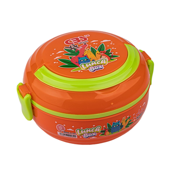 ظرف غذا مایکروفری دو طبقه تک دسته با قاشق و چنگال کد JM5001 سی بی اس - نارنجی