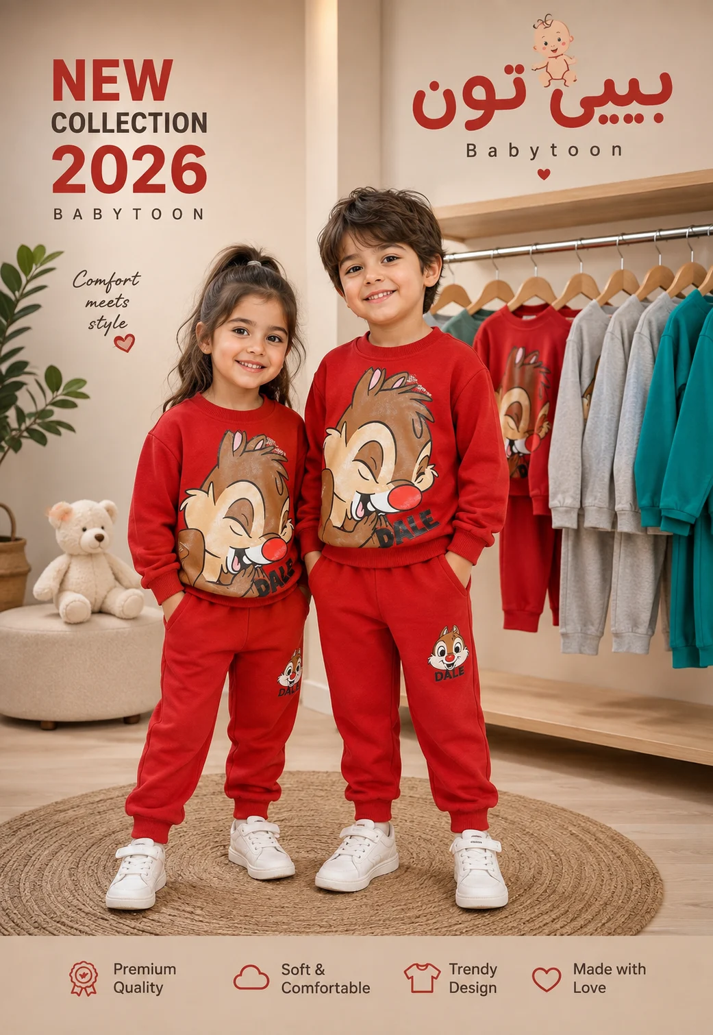 ست بلوز و شلوار پسرانه طرح سنجاب کد ۱۰۴۷