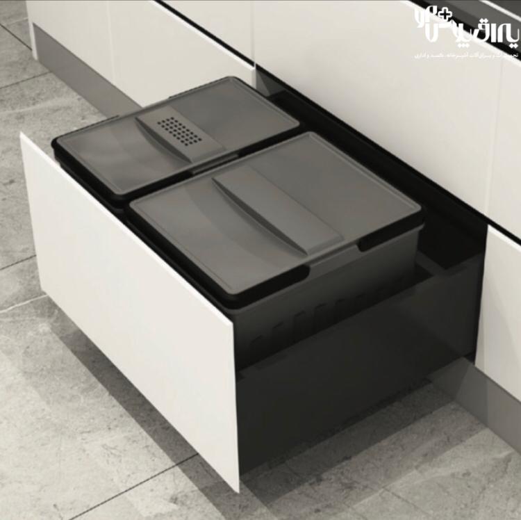 سطل زباله دو قلو بدون ریل مدل EASY FIT ملونی 9036