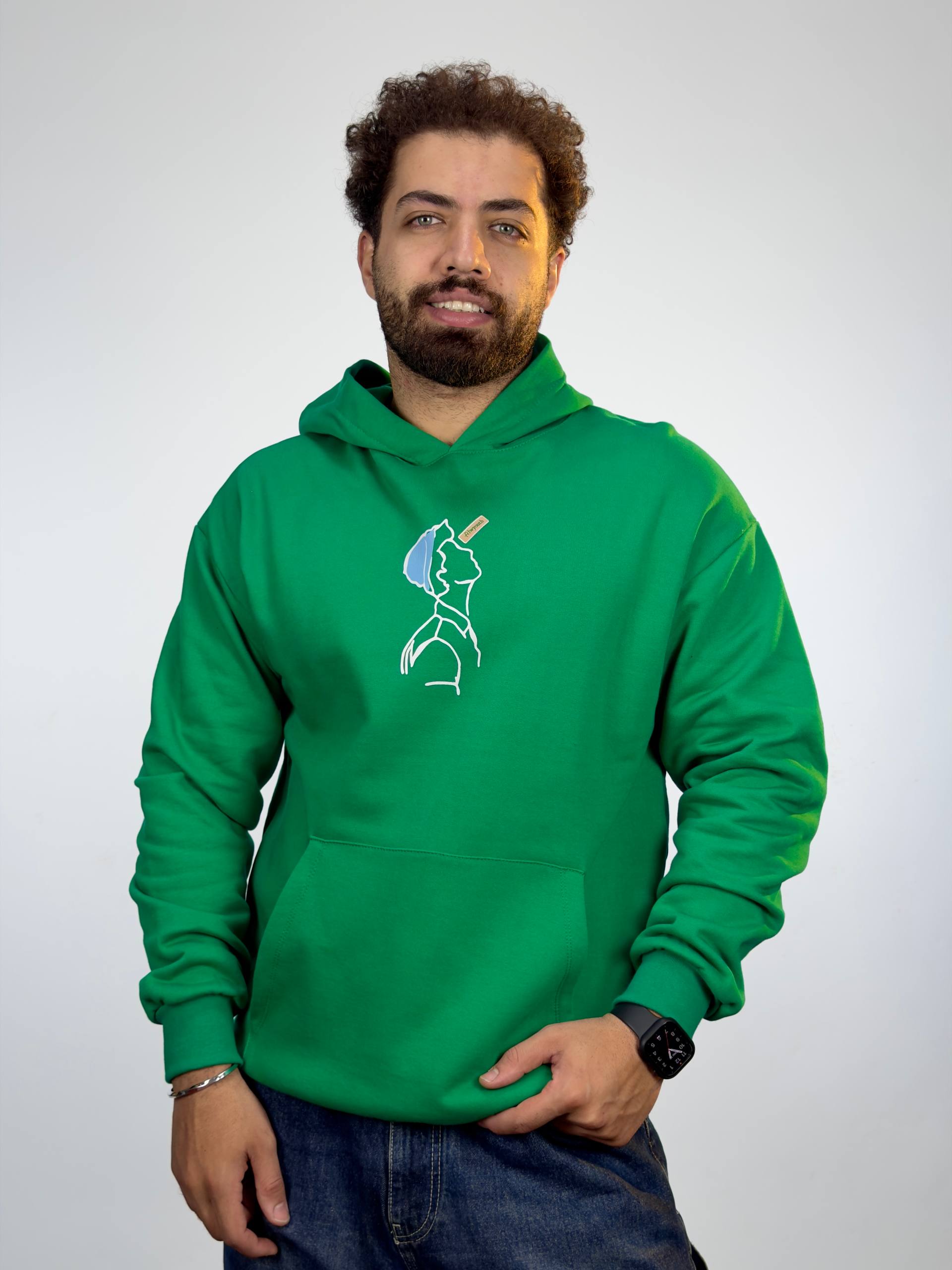 هودی چاپی - سبز روشن, XXL