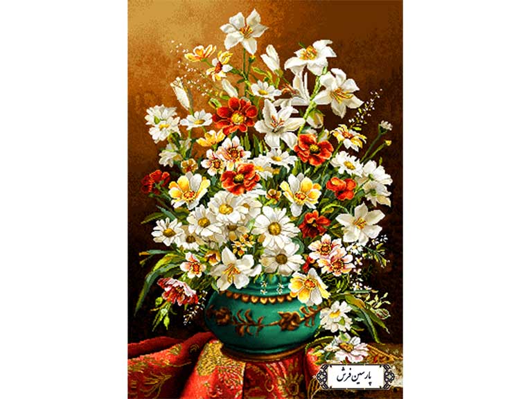 نخ و نقشه تابلو فرش گلدان زیبا - کد NG1560