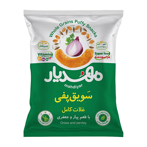 سويق پفي غلات پياز جعفري مهديار 50 گرم