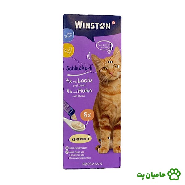 بستنی گربه وینستون طعم مرغ و ماهی بسته ۸ عددی