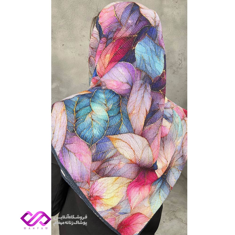 روسری زنانه مجلسی رنگی طرح برگ