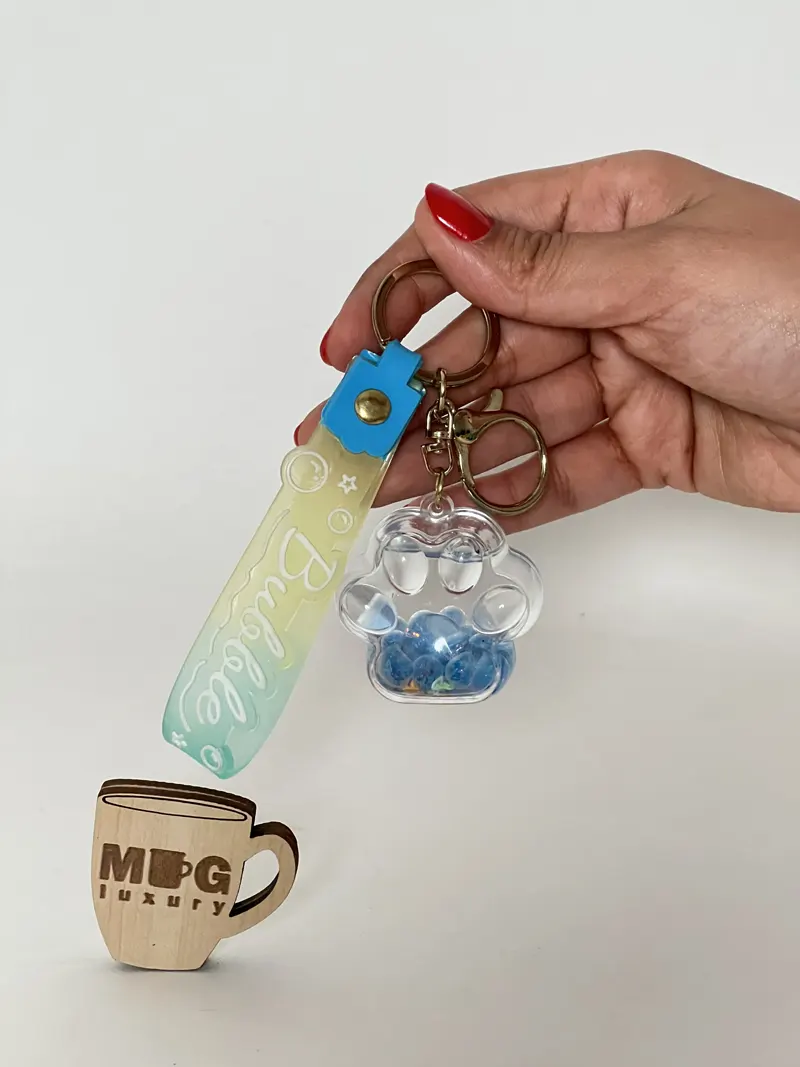 جاکلیدی آکواریومی بند سیلیکونی طرح پنجه گربه Bubble - آبی