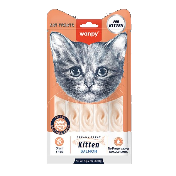 بستنی بچه گربه ونپی مدل Creamy treat kitten salmon وزن 70 گرم