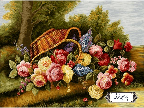 نخ و نقشه تابلو فرش سبد گل ریخته - کد NG1602