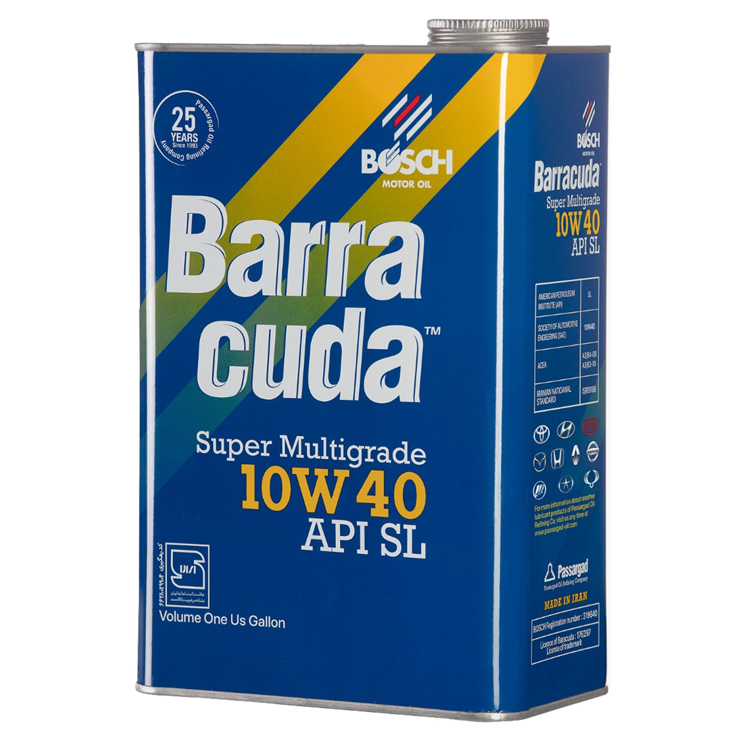 روغن موتور بوش مدل باراکودا 10W40 SL حجم 3/785 لیتر