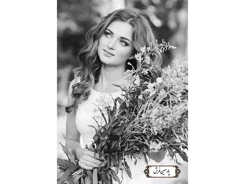 نخ و نقشه تابلو فرش دختر گل چین - کد NC6366
