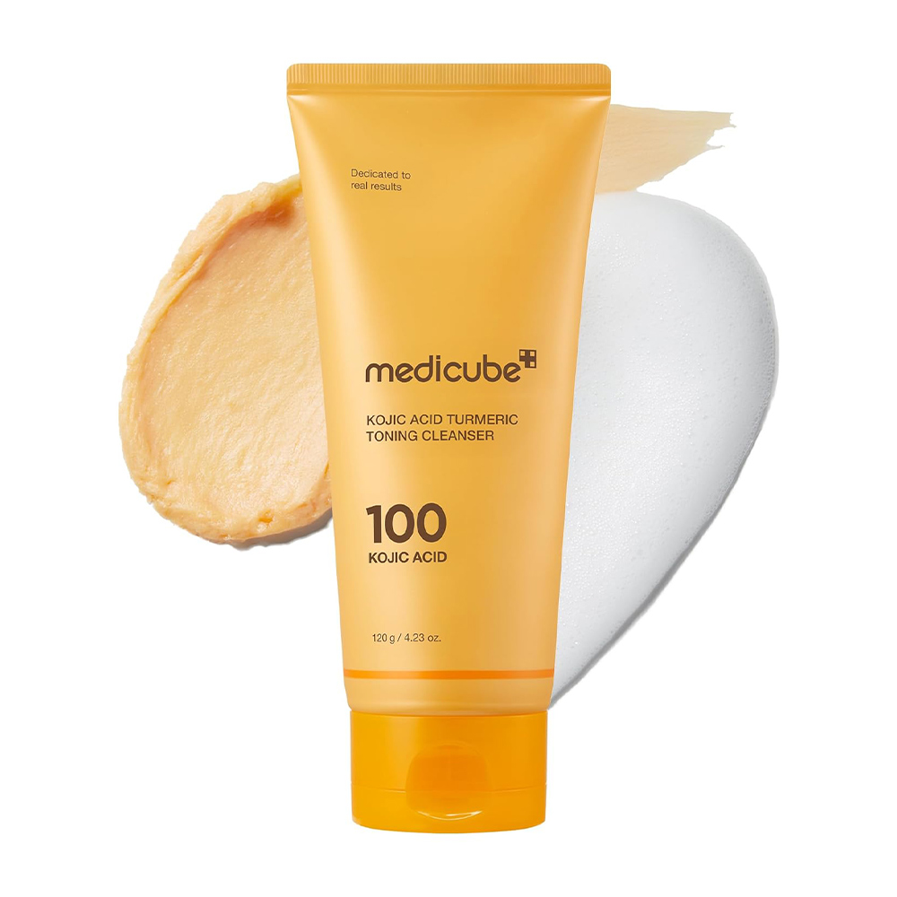 فوم شوینده کپسولی روشن کننده و تسکین دهنده کوجیک اسید و زردچوبه مدی کیوب 120 گرم Medicube Kojic Acid Turmeric Toning Cleanser