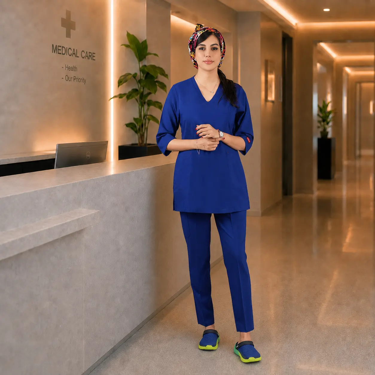 تونیک شلوار مدل (U-flex) آبی کاربنی