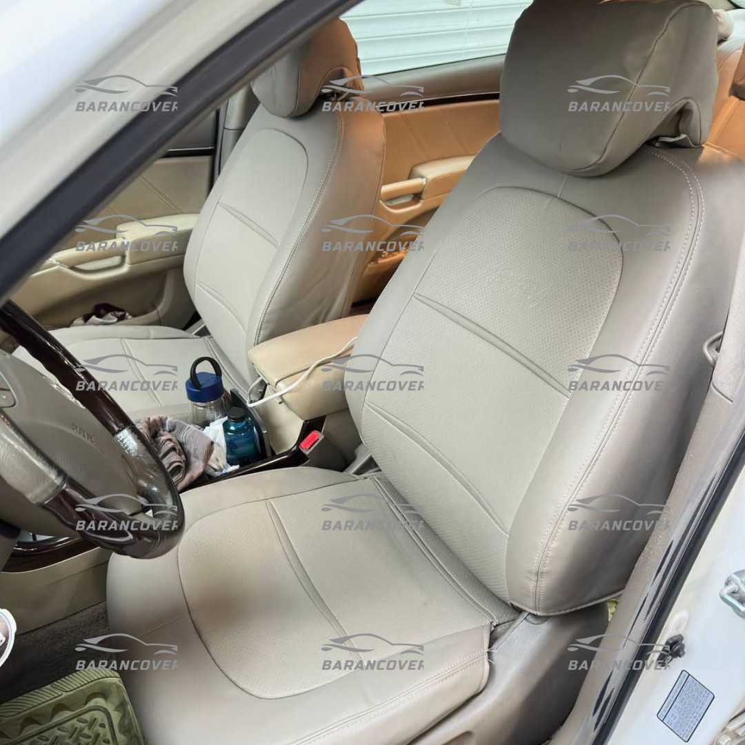 روکش صندلی هیوندای آزرا قدیم 2006-2011 چرم رنگ کرم استخوانی طرح فابریک