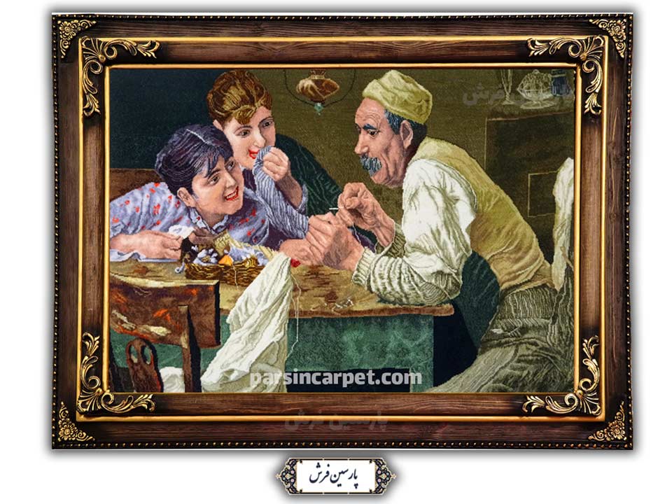 تابلو فرش دستباف تبریز طرح جمع خانوادگی - کد TC6305