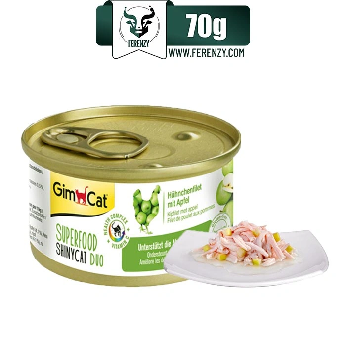 کنسرو گربه بالغ جیم کت طعم مرغ و سیب وزن 70 گرم GimCat Super Food