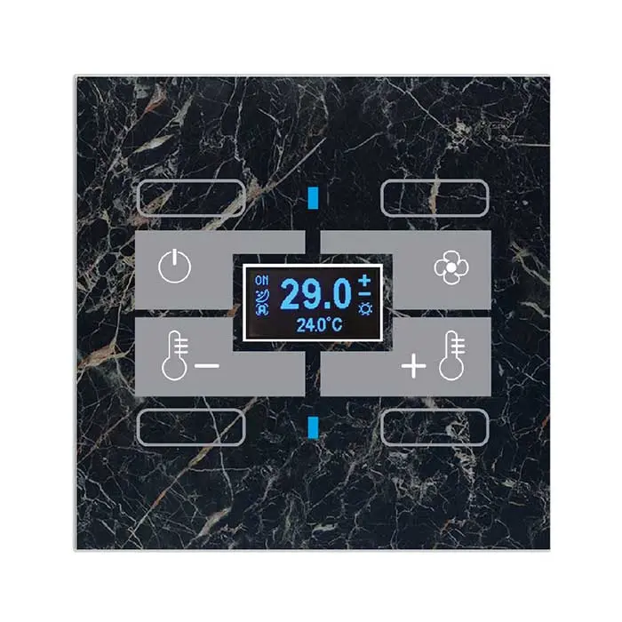 کلید هوشمند ترموستاتیک QUBIK MARBLE Glass thermostat 4 buttons 80X80 Black