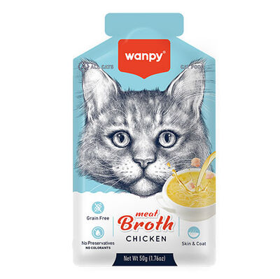 سوپ گربه ونپی با طعم مرغ سفارش اروپا Wanpy Meat Broth وزن 50 گرم