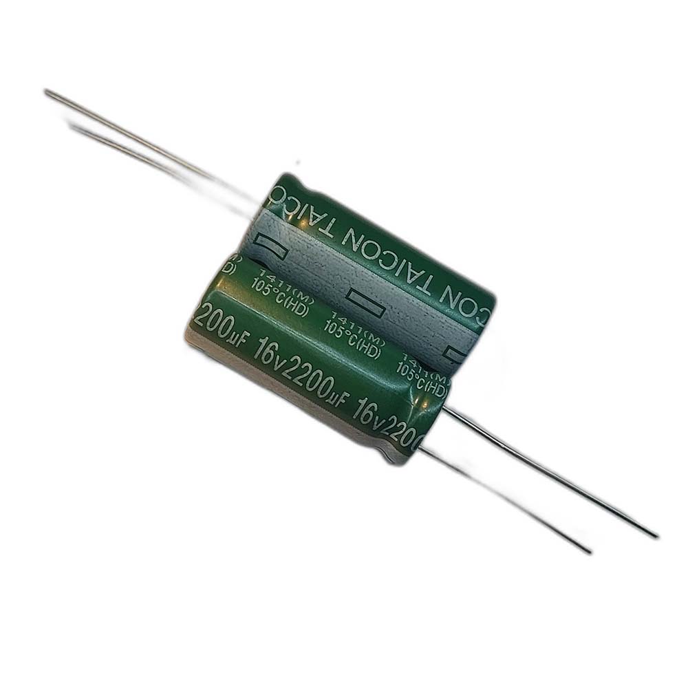 خازن الکترولیتی 2200uF / 16V مارک TAICON (HD) سایز 10mmx25mm