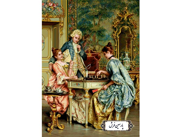 نخ و نقشه تابلو فرش طرح شطرنج باز - کد NF2321