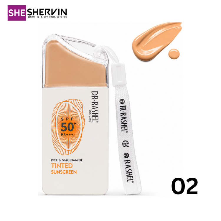 ضد آفتاب رنگی برنج و نیاسینامید دکتر راشل SPF50+++ - 02 MEDUM SHEER TINT