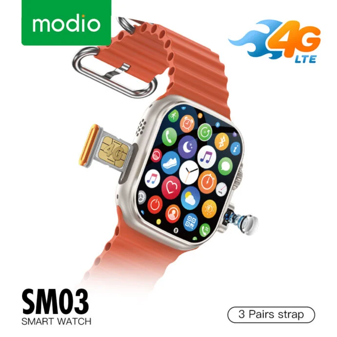 ساعت هوشمند سیم کارتخور و دوربین دار طرح اپل واچ اولترا مدل Modio SM03