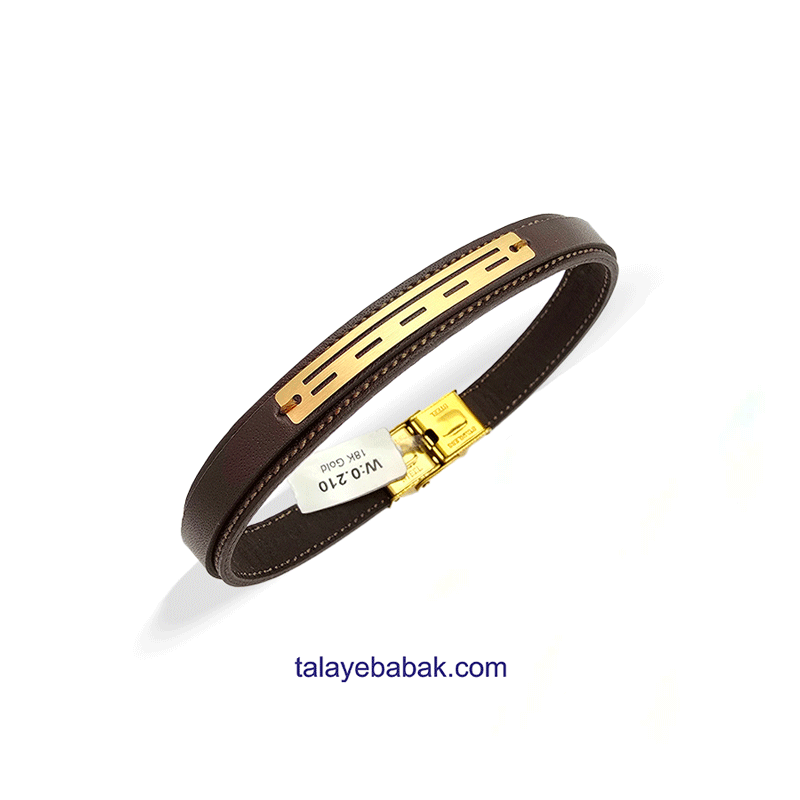 دستبند چرم و طلا DM060