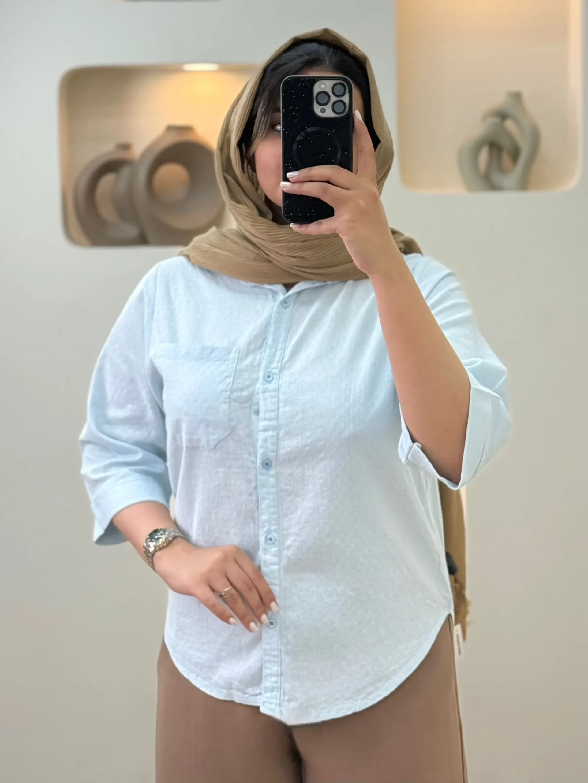 شومیز لینن زنبوری-4466