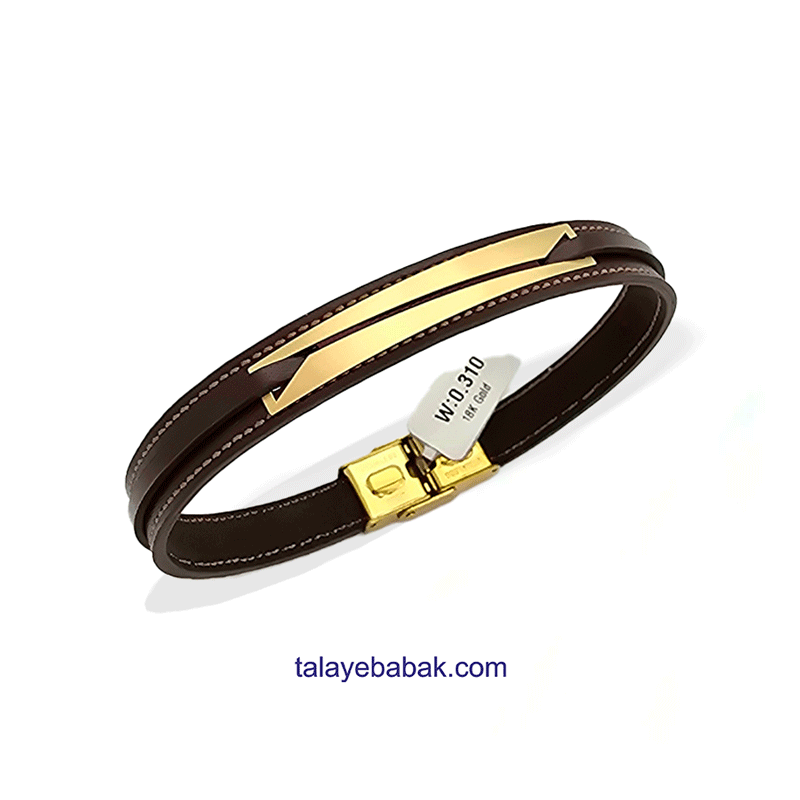 دستبند چرم و طلا DM074