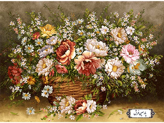 نخ و نقشه تابلو فرش سبد گل جذاب - کد NG1449