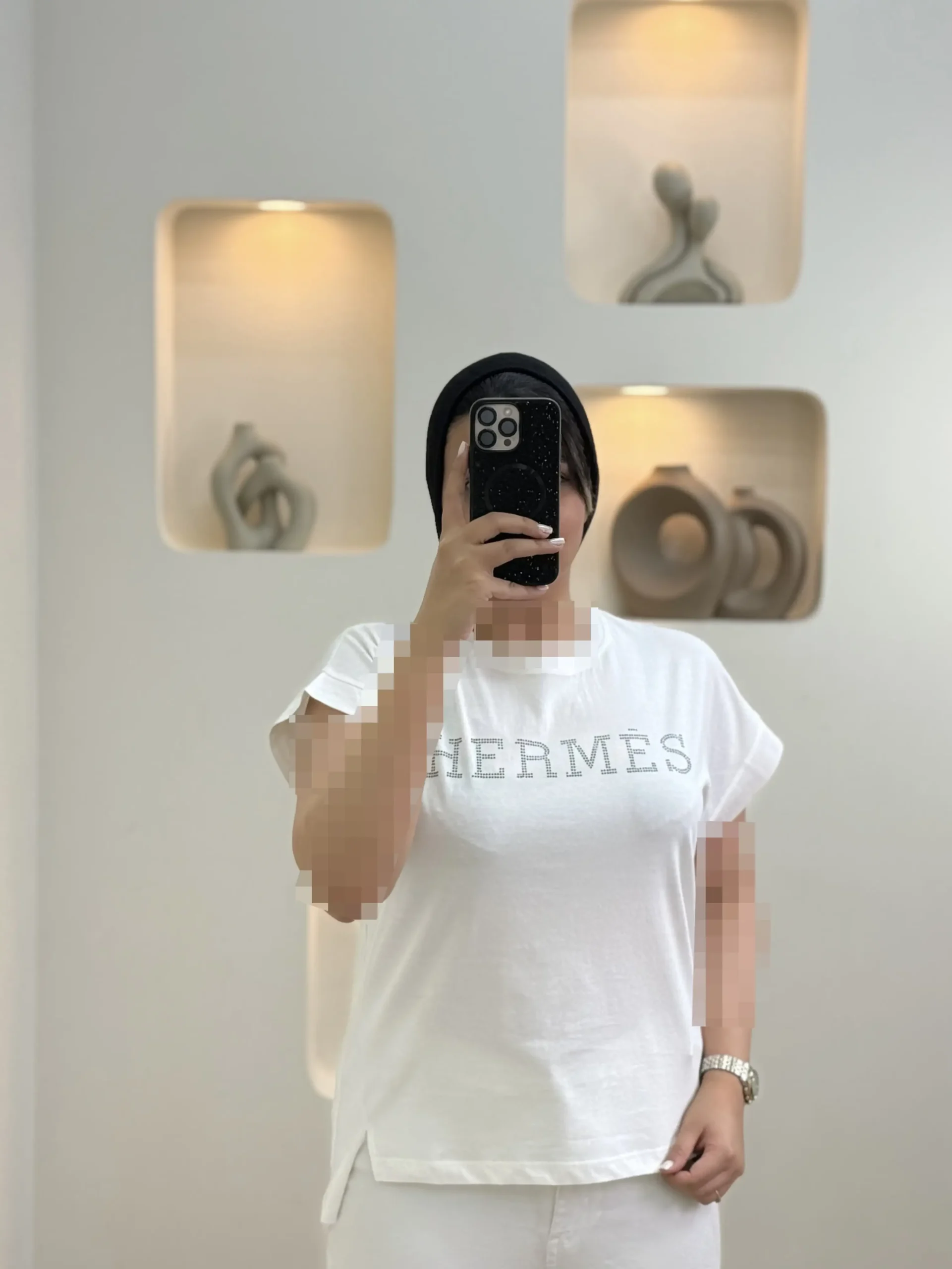 تاپ آستین دوبل Hermes - سفید