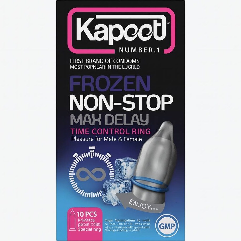 کاندوم تاخیری یخی و حلقوی کاپوت مدل Frozen Non Stop بسته 10 عددی